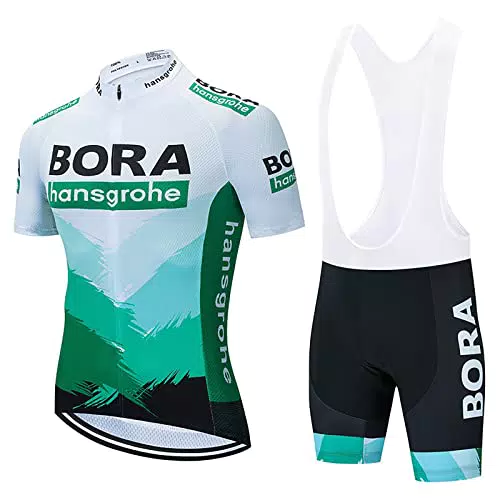 HOMTOL Set Ciclismo Estivo Uomo Manica Corta con Pantaloncini Imbottiti Gel