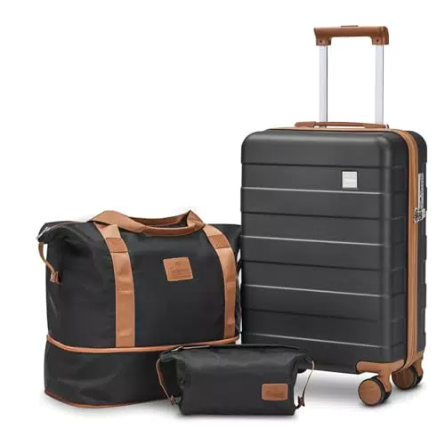 Imiomo Set Valigie Rigide in ABS con Trolley a 4 Ruote e Astuccio Cosmetici