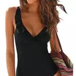 JFAN Costume da Bagno Donna Estivo Scollo a V Stampa a Foglie Involucro