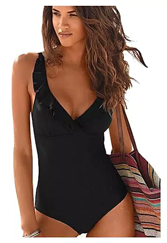 JFAN Costume da Bagno Donna Estivo Scollo a V Stampa a Foglie Involucro