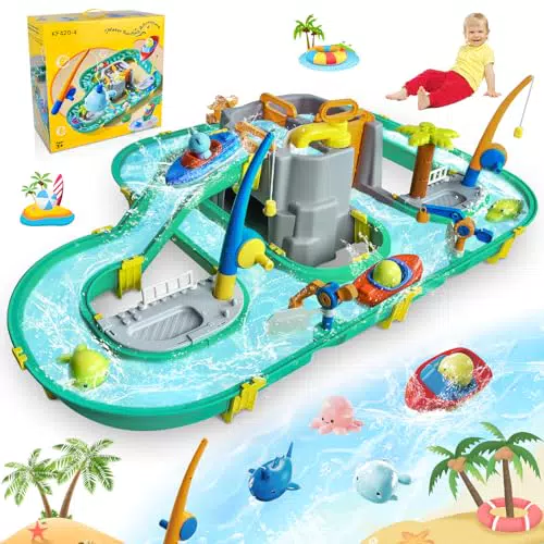 Jonrryin Tavolo Sabbia e Acqua per Bambini, Giocattolo da Spiaggia e Attività