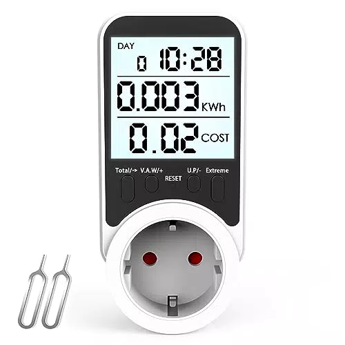 KAEFUYS Misuratore Consumo Elettrico 3680W con Schermo LCD e Protezione Sovraccarico