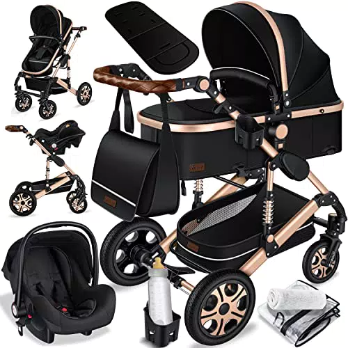 KESSER Carrozzina 3 in 1 Combinata con Navicella e Seggiolino Auto