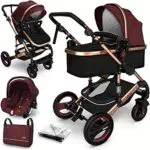 KIDUKU® Passeggino Completo Trio con Navicella, Ovetto e Seggiolino Auto