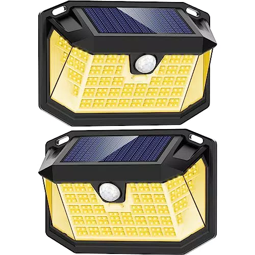 LANSOW Faretto LED Solare Esterno con Sensore di Movimento, IP65 Impermeabile