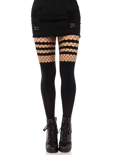 Leg Avenue Collant a Rete con Strisce - Modello Fishnet Stripes