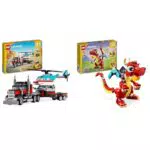 LEGO Creator 3 in 1: Autocarro con Elicottero e Drago Rosso per Bambini