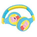 Lexibook Cuffie Bluetooth 2 in 1 Peppa Pig, stereo sicure per bambini, pieghevoli