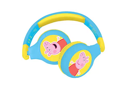 Lexibook Cuffie Bluetooth 2 in 1 Peppa Pig, stereo sicure per bambini, pieghevoli