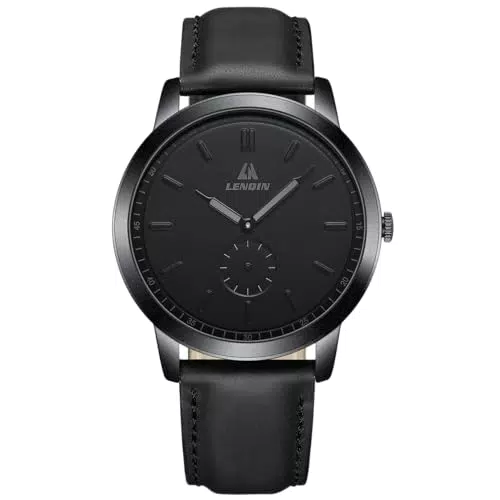 LN LENQIN Orologio da Uomo Analogico al Quarzo Impermeabile in Pelle