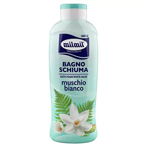 Milmil Bagno Schiuma Muschio Bianco - Dermatologicamente Testato, PH Fisiologico