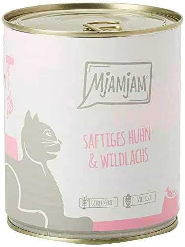 MjAMjAM Cibo Umido Premium per Gatti al Pollo e Salmone Selvatico Senza Cereali