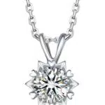 MomentWish Collana Fiocco di Neve in Argento Sterling con Moissanite per Donna