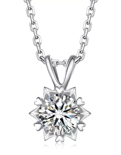MomentWish Collana Fiocco di Neve in Argento Sterling con Moissanite per Donna