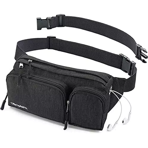 OlimpiaFit Fanny Pack Unisex per Escursioni e Viaggi con 6 Tasche e Cuffie Hole