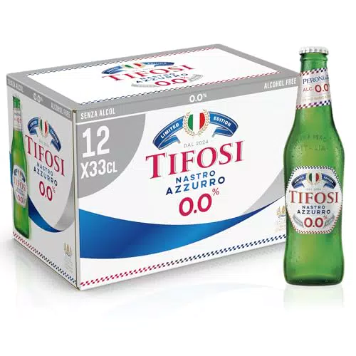 Peroni Nastro Azzurro 0.0 Birra Analcolica Premium Lager, Gusto Secco e Rinfrescante
