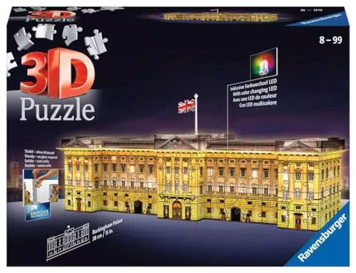 Ravensburger 3D Puzzle Buckingham Palace Night Edition con Luce per 8+ Anni