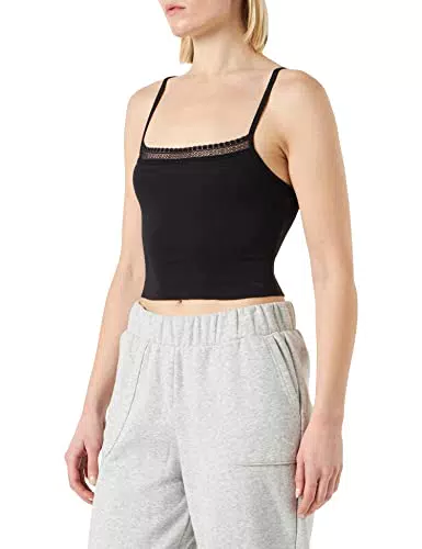 Sloggi - Top Crop Ribbed da Donna, Nero