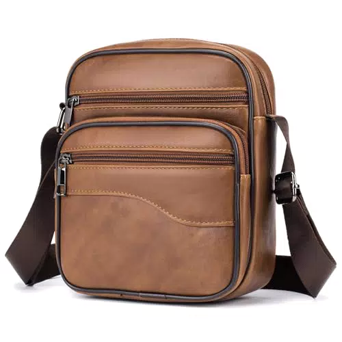 SPAHER Borsello Tracolla Uomo in Pelle PU - Borsa Messenger Casual per Ufficio e Viaggio