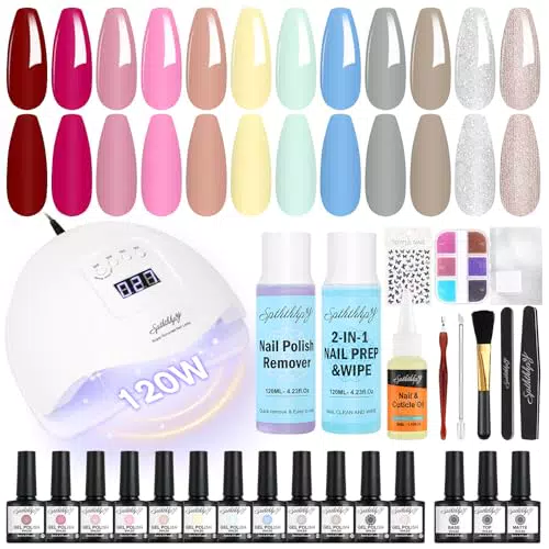 SPTHTHHPY Kit Smalto Semipermanente per Unghie con Lampada UV/LED e Solvente