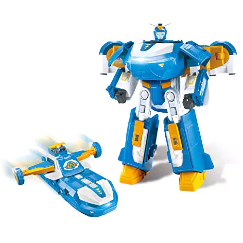 Super Wings Transforming Robot Jett con effetti luminosi e sonori per bambini