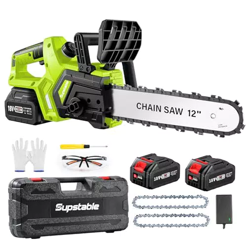 Supstable Motosega a Batteria 12" 1200W Brushless per Potatura e Taglio Legno