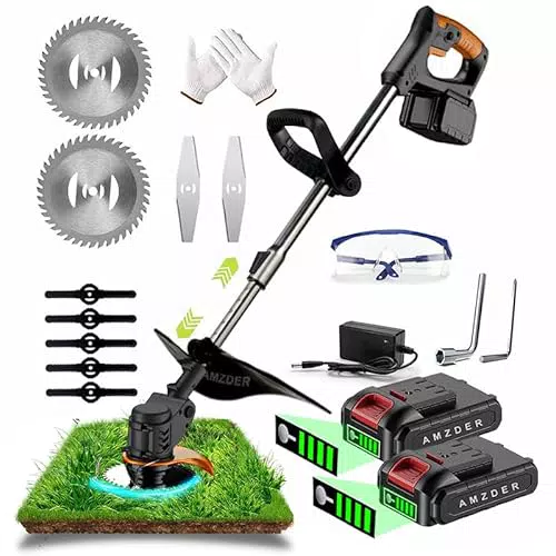 Tagliabordi a Batteria 24V con Impugnatura Regolabile e Testa Girevole per Giardino