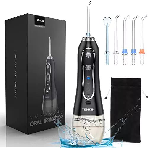 Tebikin Idropulsore Dentale Portatile Professionale con 5 Modalità e Ugelli Rotanti