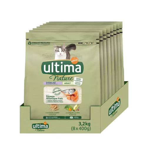 Ultima Nature Cibo per Gatti Sterilizzati al Salmone - Confezione 3,2 kg