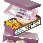 Umami Lunch Box Ermetico con Scomparti e Posate, Sicuro per Microonde e Lavastoviglie