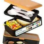 Umami Lunch Box Ermetico con Scomparti e Posate, Sicuro per Microonde e Lavastoviglie