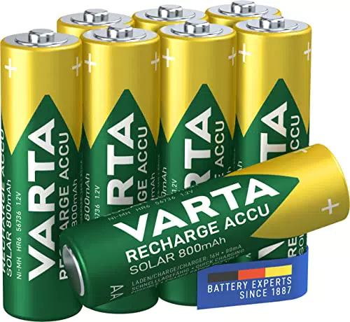 VARTA Pile Ricaricabili Ni-MH 800 mAh per Luci Solari da Giardino