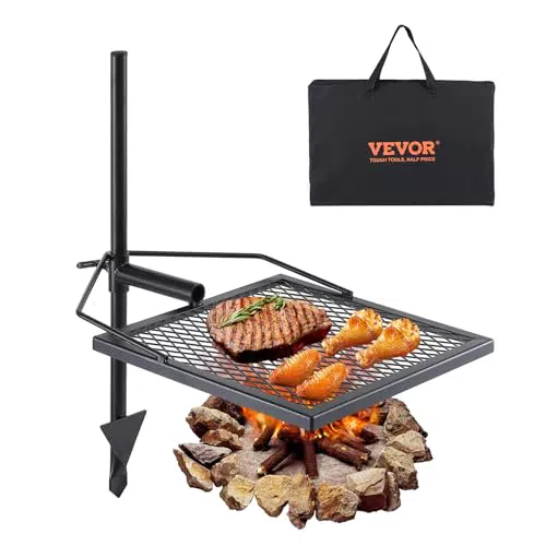 VEVOR Griglia Verticale Girevole per Fuoco da Campeggio, Max 300℃, 675x405mm