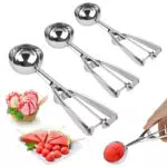 VFANDV Cucchiaini per Gelato in Acciaio Inox con Grilletto - Paletta Gelato