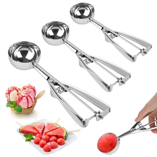 VFANDV Cucchiaini per Gelato in Acciaio Inox con Grilletto - Paletta Gelato