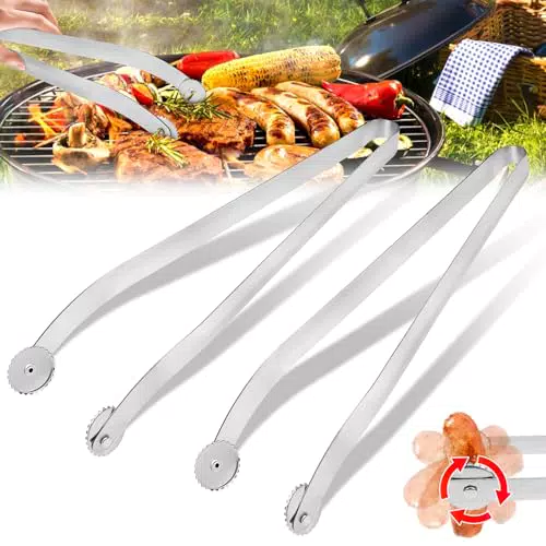Vibbang Pinza Girevole per Barbecue in Acciaio Inox per Carne e Verdure