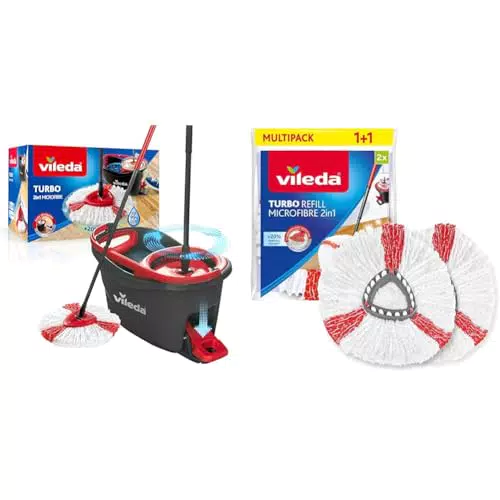 Vileda Turbo Mop Easy Wring & Clean con secchio a pedale e manico telescopico