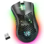 WolfLawS Mouse da gioco wireless con guscio a nido d'ape e 6 pulsanti programmabili