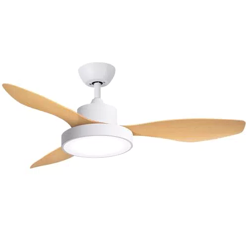 WUUM FLOW DC Ventilatore da soffitto con luce LED, motore silenzioso e telecomando