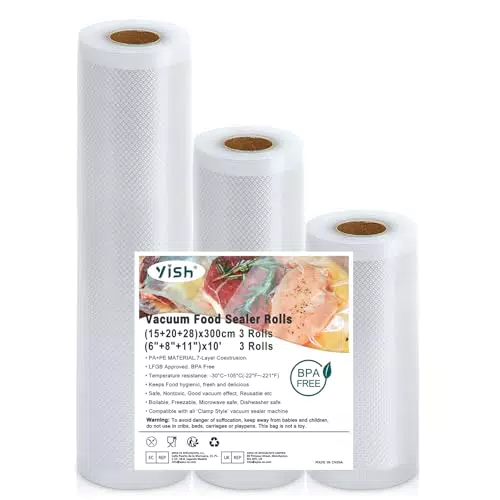 YISH Sacchetti Sottovuoto Alimenti Goffrati Senza BPA per Macchina Sous Vide