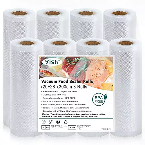 YISH Rotolo Sottovuoto per Alimenti Goffrati Senza BPA per Cottura Sous Vide