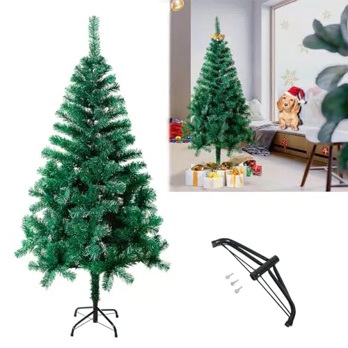 YUENFONG Albero di Natale Artificiale Pieghevole con Supporto e Assemblaggio Rapido
