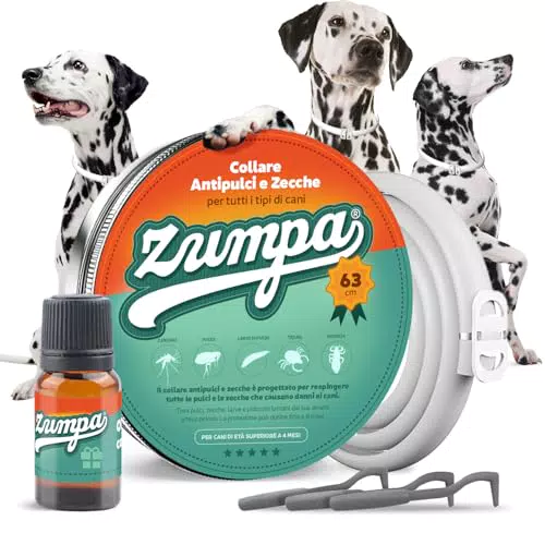 Zumpa Collare Antipulci e Zecche per Cani con Repellente Naturale