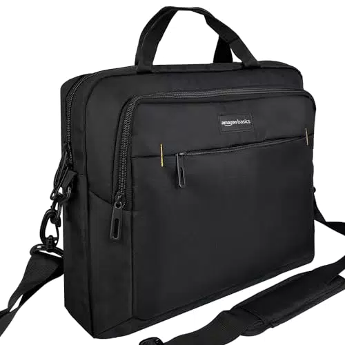 Amazon Basics Borsa compatta per computer portatile 15,6 pollici con tasche per accessori