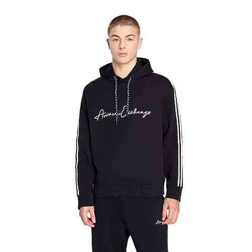Armani Exchange Bonded Cotton Signature Logo Felpa con Cappuccio