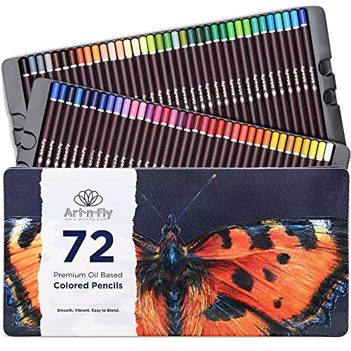 Art-n-Fly Set di Matite Colorate a Base d'Olio in Scatola di Metallo