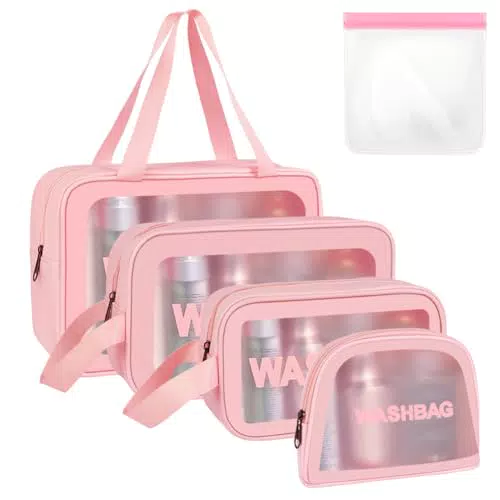 Aucuu Borsa da Toilette Trasparente Impermeabile per Viaggio e Bagno