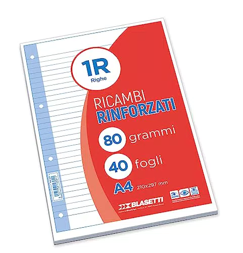 Blasetti Fogli a Righe A4 per Raccoglitori e Copertine ad Anelli