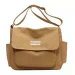 Borsa Tracolla Donna Università in Tela con Cerniera e Tasche Multiple
