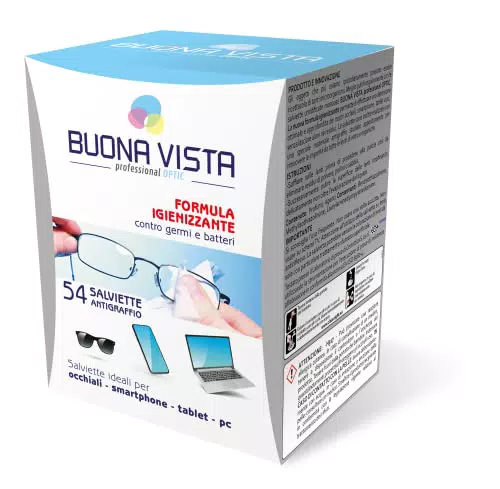 Buona Vista Salviette per Pulizia Occhiali con Formula Igienizzante Antigraffio